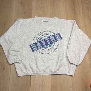 Vintage University of Dayton Flyers Sweatshirt Gray Mens Large Gear for Sports